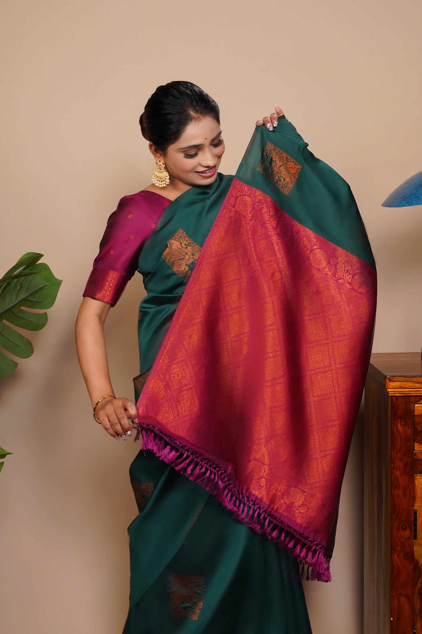 Lavanya I Banarasi Silk Saree I Dark Green