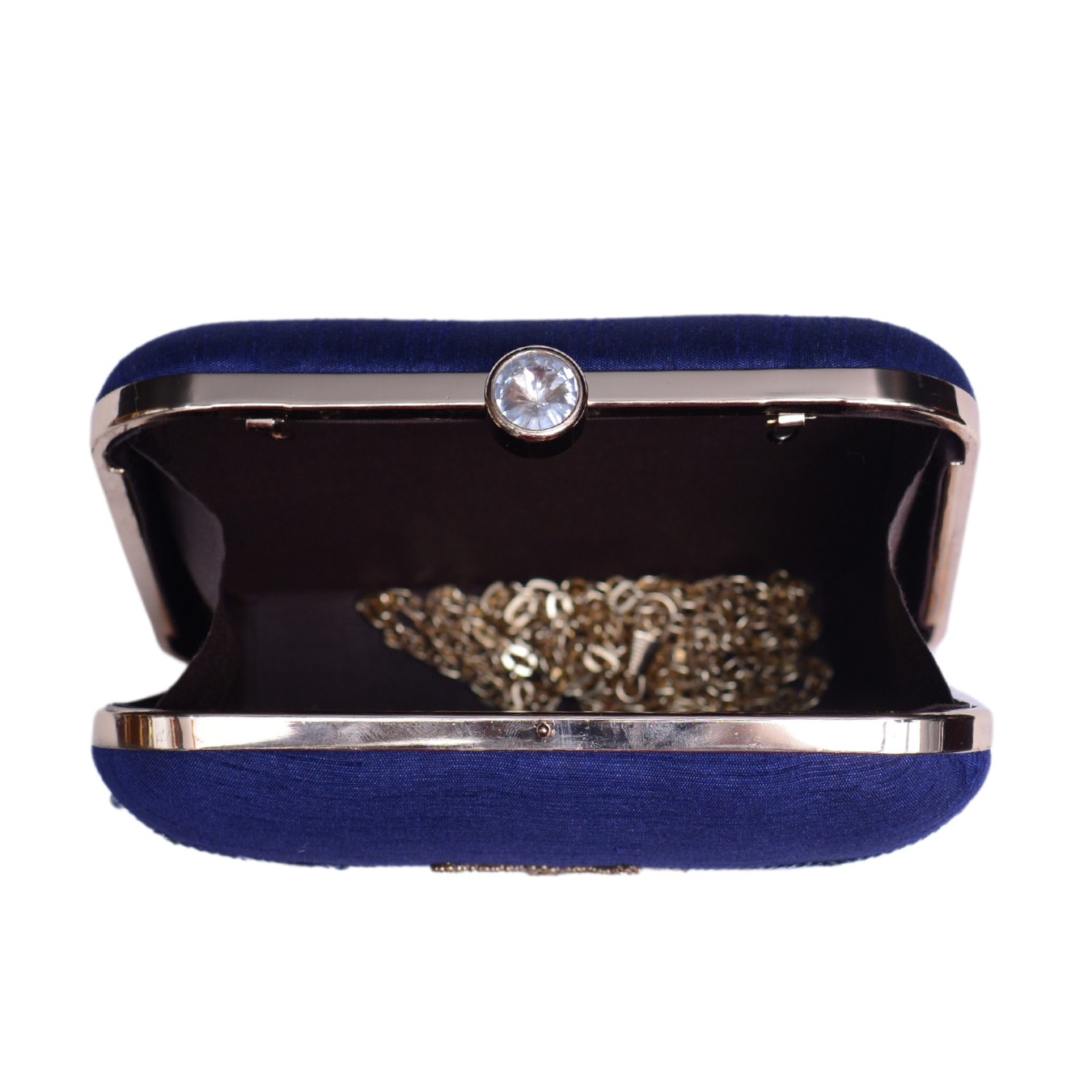 ROYAL BLUE EMBROIDERY WORK ART SILK CLUTCH