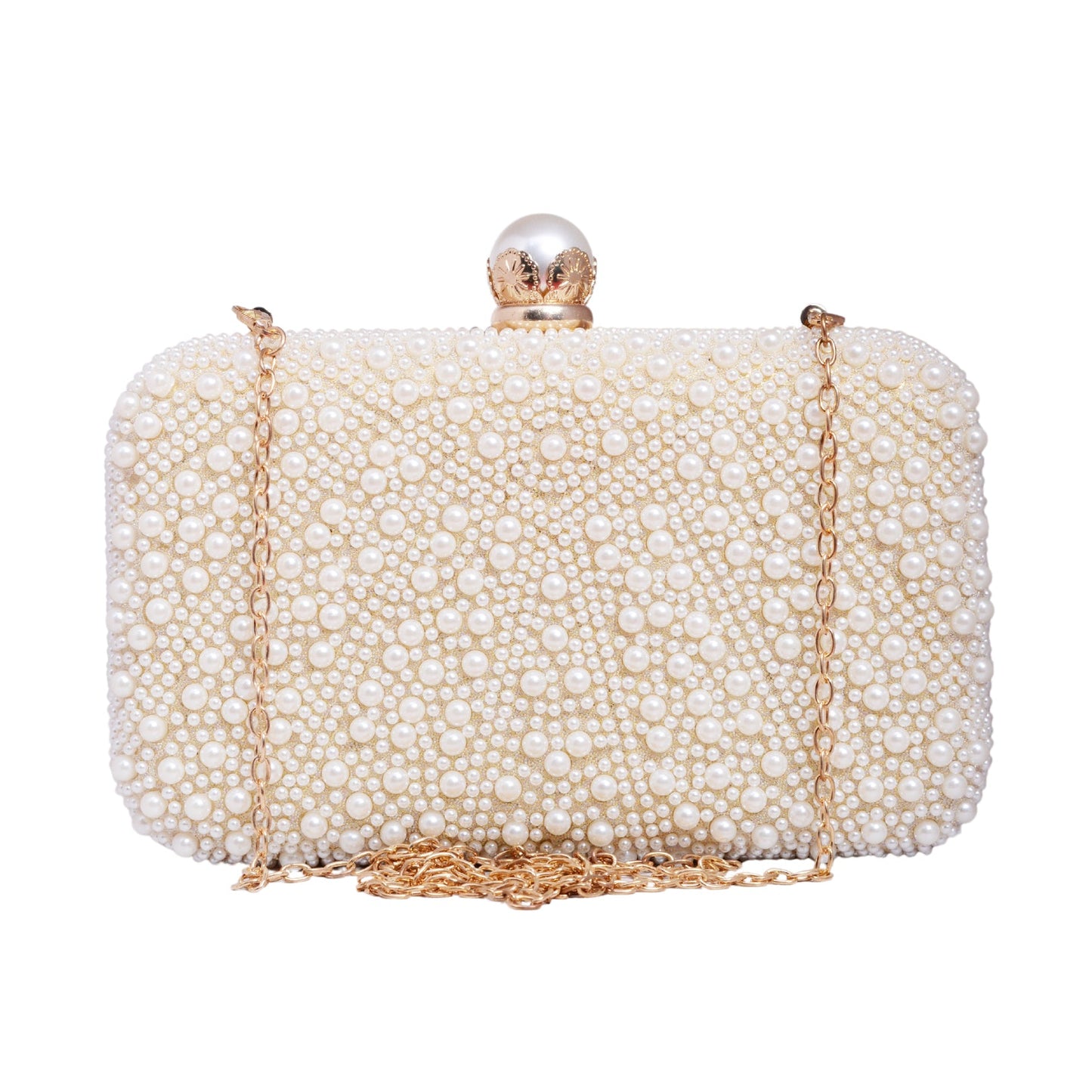 White Beaded Pearl Clutch