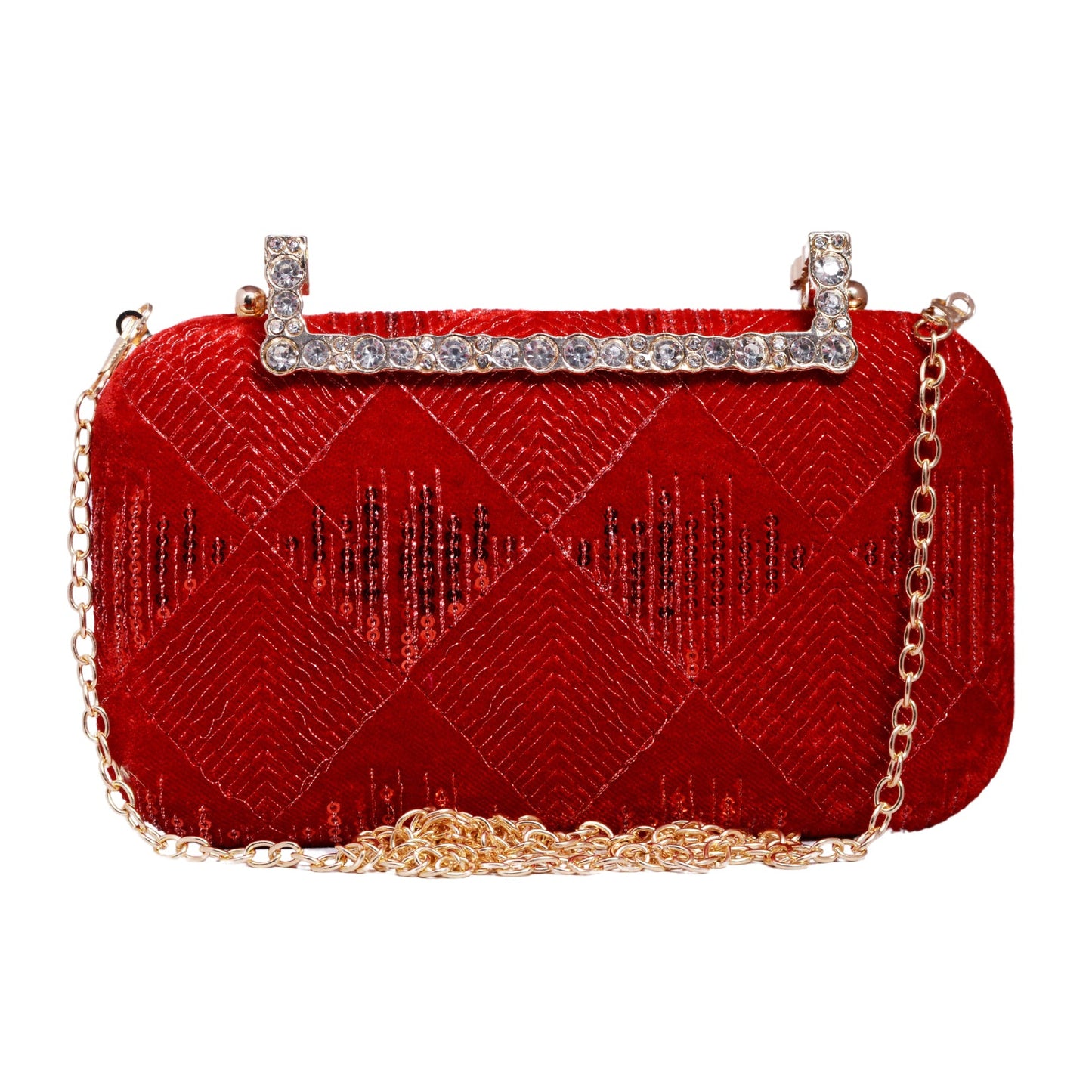 Maroon Sequins Fabric Clutch