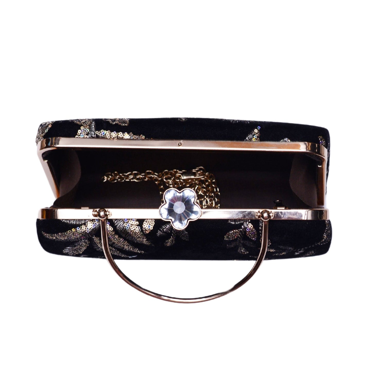 Black Flower Emroidered Clutch