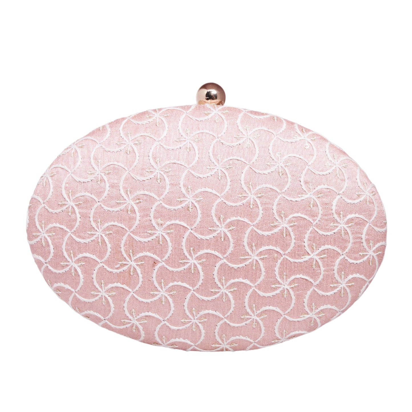 Pink Fabric Oval Clutch