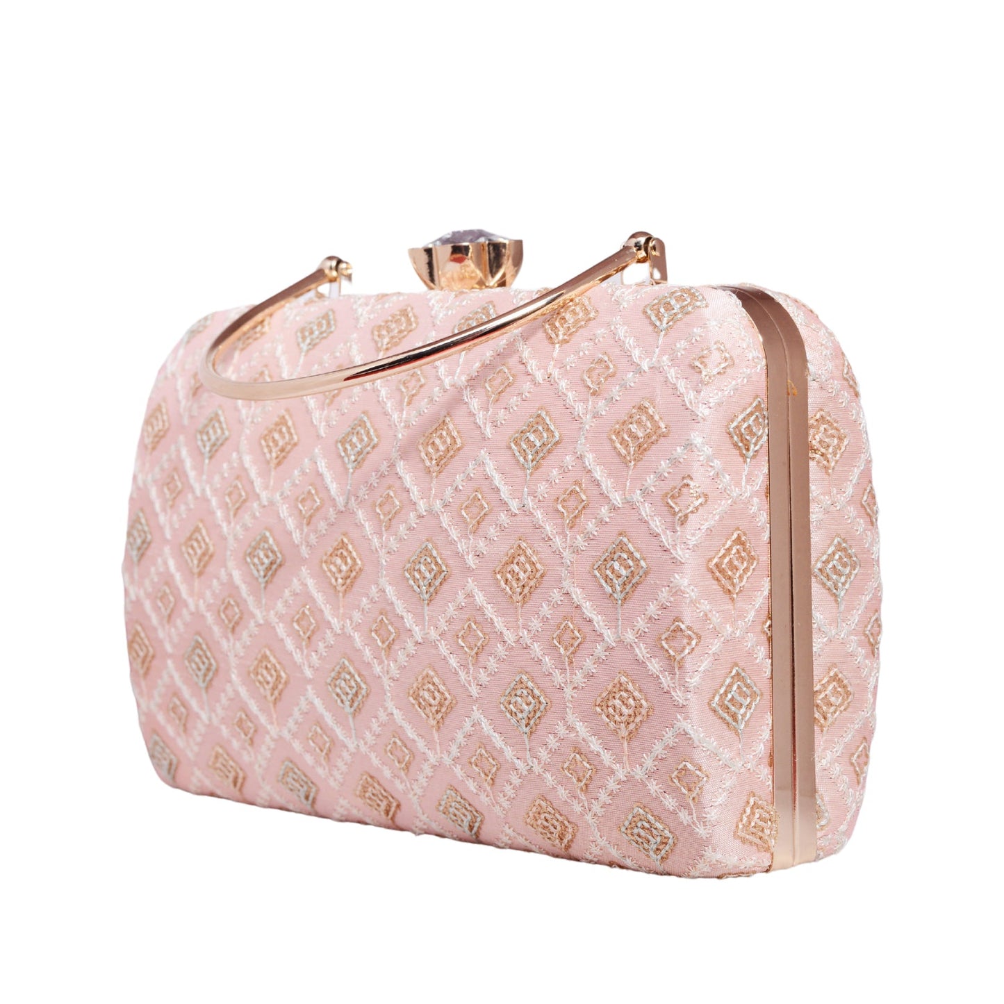 Peach Chikankari Clutch