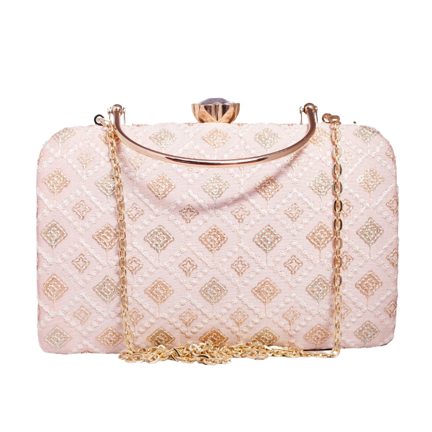 Peach Chikankari Clutch
