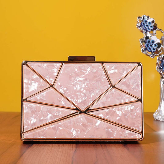 Pink Crystal Metal Clutch