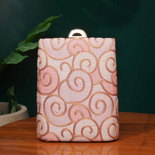 Pink & Golden Designer Vertical Clutch