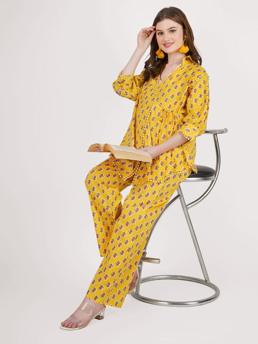 Ladua Peela Yellow Side Knot Coord Set