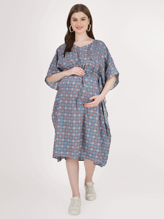 Jacha Bacha Blue Kaftan Maternity Dress