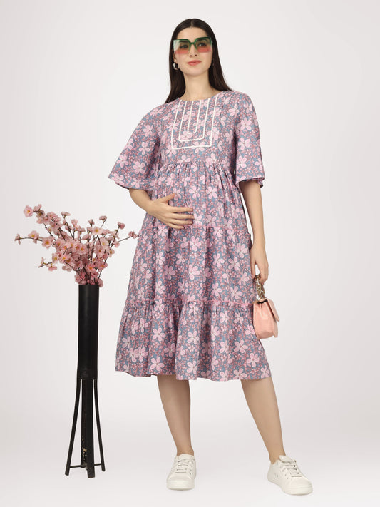 First Love Lilac  - Cotton Maternity Dress