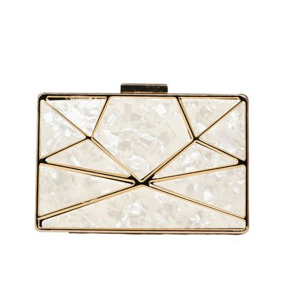 White Crystal Metal Clutch