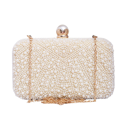 White Beaded Pearl Clutch