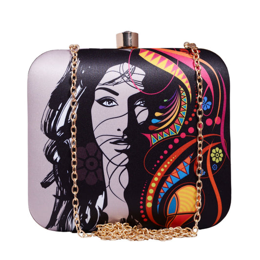 Nari Shakti Potrait Printed Clutch