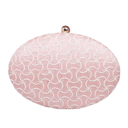 Pink Fabric Oval Clutch